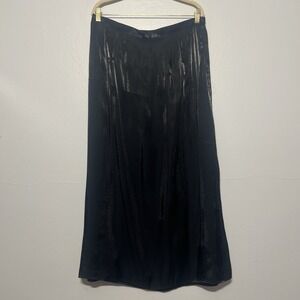 David Paul New York Vintage A-line Skirt Deep Side Slit Metallic Irridiscent 10